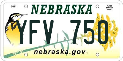 NE license plate YFV750