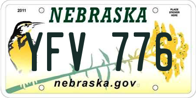 NE license plate YFV776