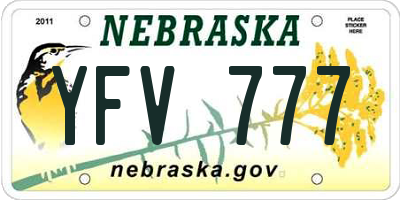 NE license plate YFV777