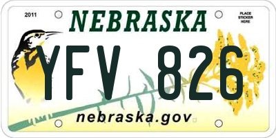 NE license plate YFV826