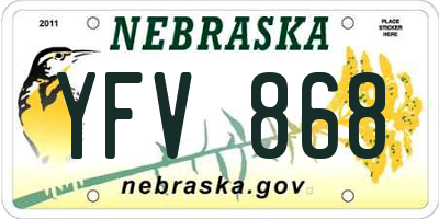 NE license plate YFV868