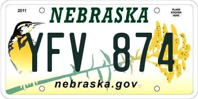 NE license plate YFV874