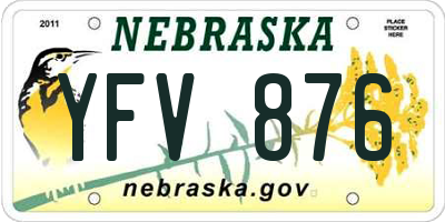NE license plate YFV876