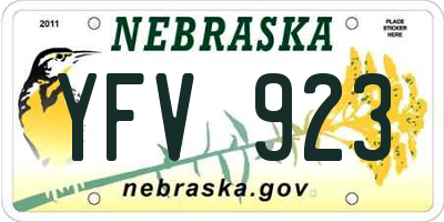NE license plate YFV923