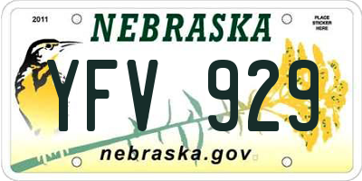 NE license plate YFV929