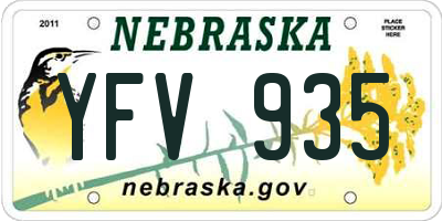 NE license plate YFV935