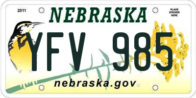 NE license plate YFV985