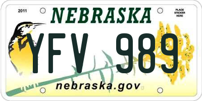 NE license plate YFV989