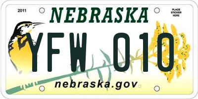 NE license plate YFW010