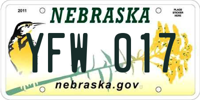 NE license plate YFW017