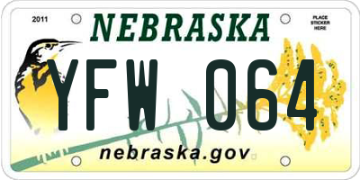 NE license plate YFW064