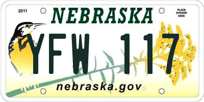 NE license plate YFW117