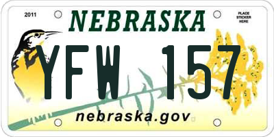 NE license plate YFW157