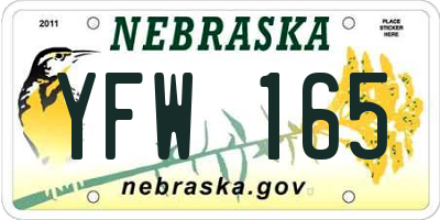 NE license plate YFW165