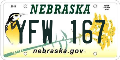 NE license plate YFW167