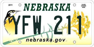 NE license plate YFW211