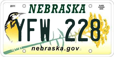 NE license plate YFW228