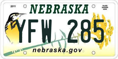 NE license plate YFW285