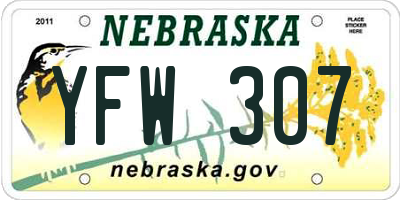 NE license plate YFW307