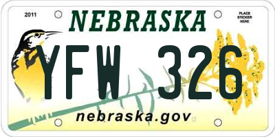 NE license plate YFW326