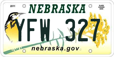NE license plate YFW327