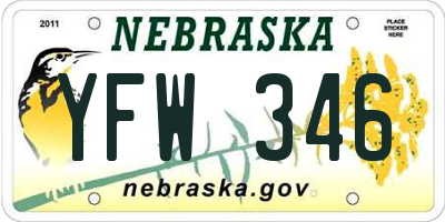 NE license plate YFW346