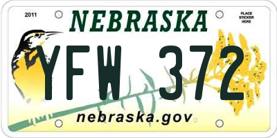 NE license plate YFW372