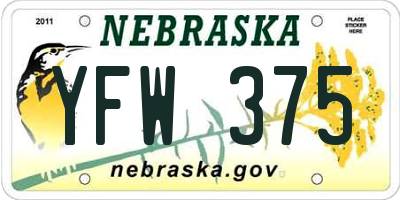 NE license plate YFW375