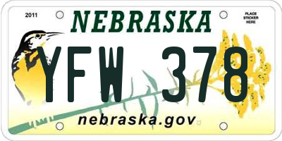 NE license plate YFW378