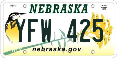 NE license plate YFW425
