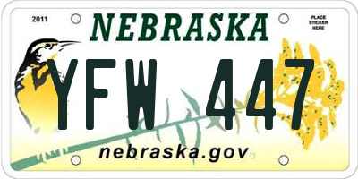 NE license plate YFW447