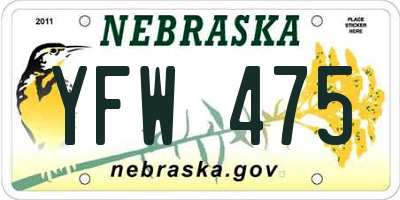NE license plate YFW475