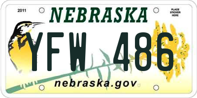 NE license plate YFW486