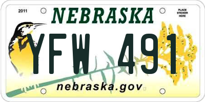 NE license plate YFW491
