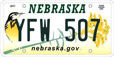 NE license plate YFW507