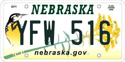 NE license plate YFW516