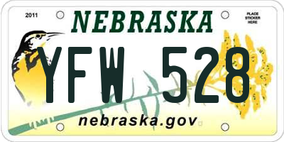 NE license plate YFW528