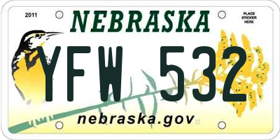 NE license plate YFW532