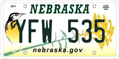 NE license plate YFW535