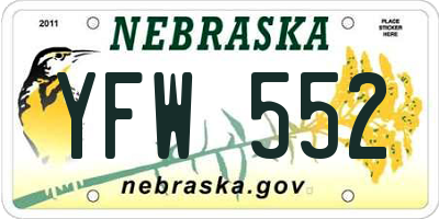 NE license plate YFW552