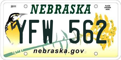 NE license plate YFW562