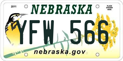 NE license plate YFW566