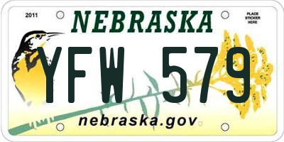 NE license plate YFW579