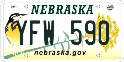 NE license plate YFW590