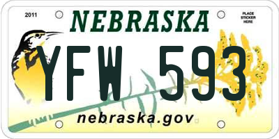NE license plate YFW593