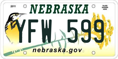 NE license plate YFW599