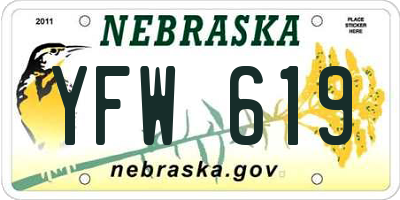 NE license plate YFW619