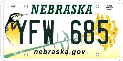 NE license plate YFW685