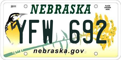 NE license plate YFW692