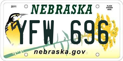 NE license plate YFW696